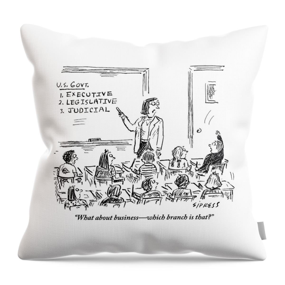 A Little Boy Asks His Teacher In The Classroom Throw Pillow