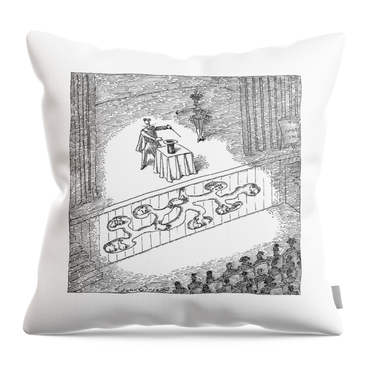 A Magician Is Seen On Stage Throw Pillow