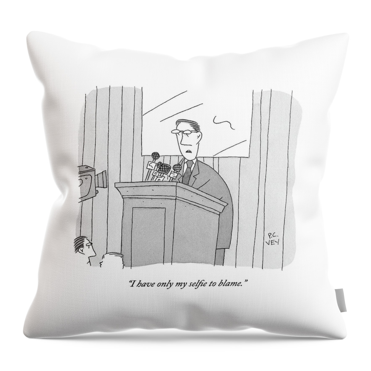 A Male Politician Speaks At A Press Conference Throw Pillow