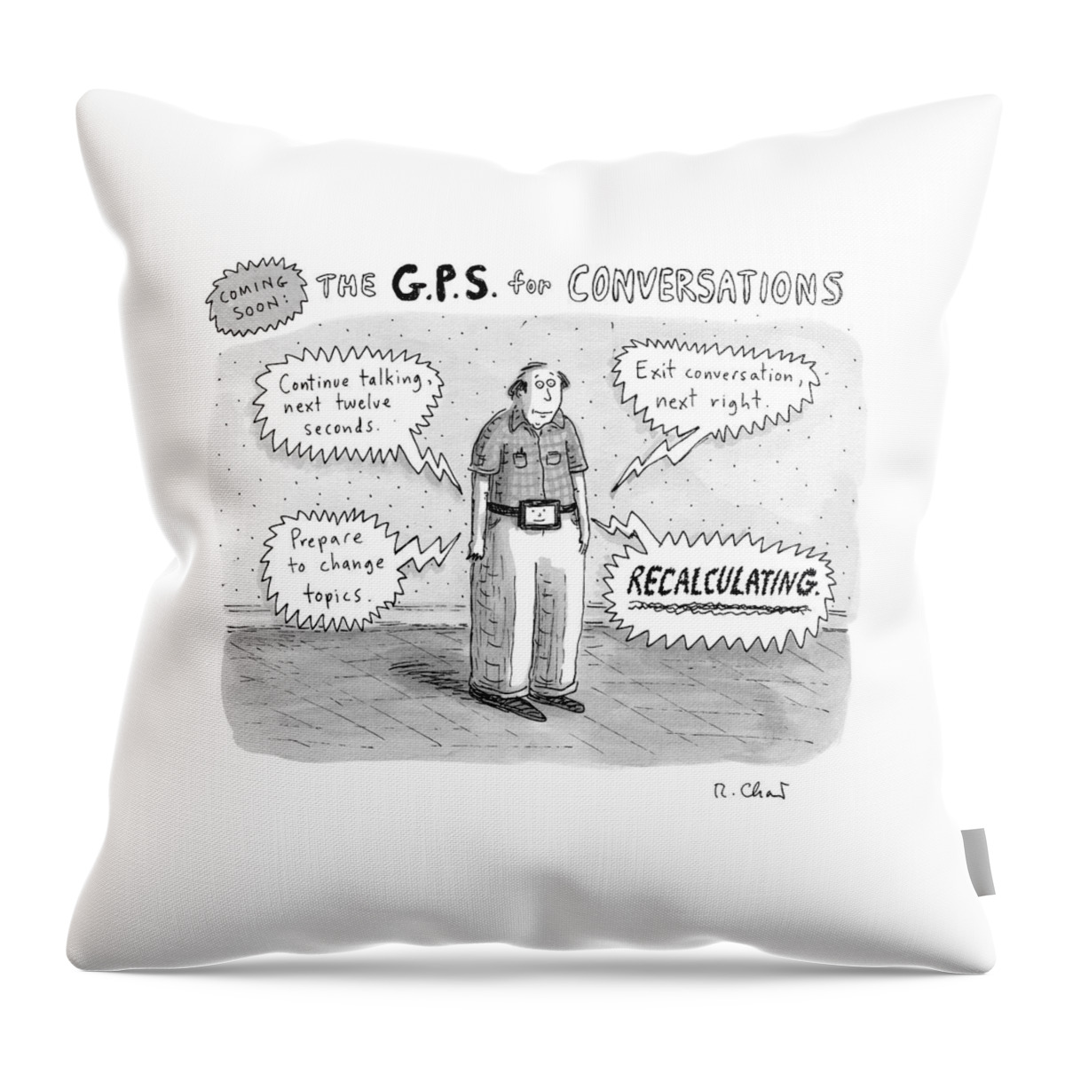 A Man Is Standing Listening To A G.p.s. Voice Throw Pillow