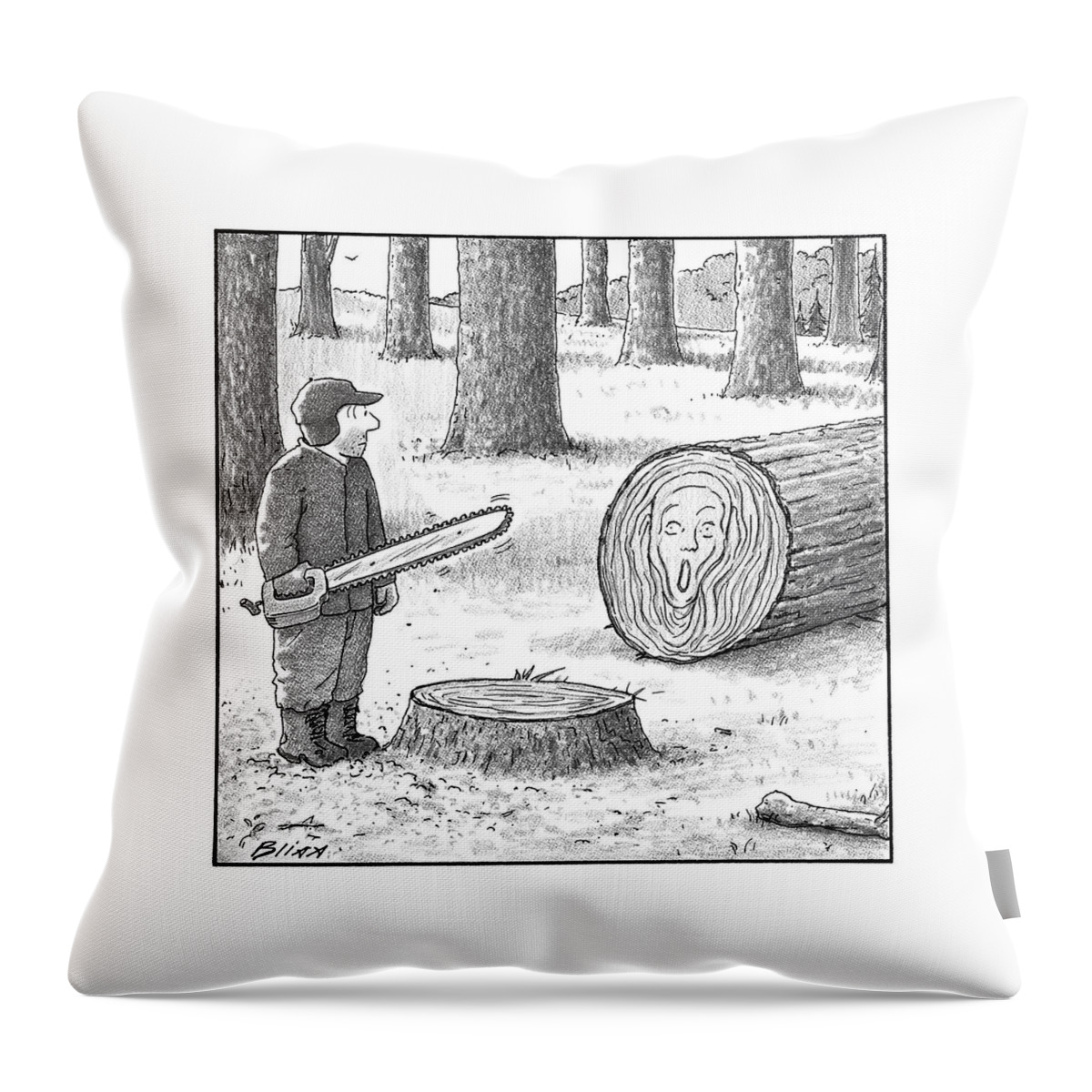 A Man Who Has Just Cut Down A Tree Sees That Throw Pillow