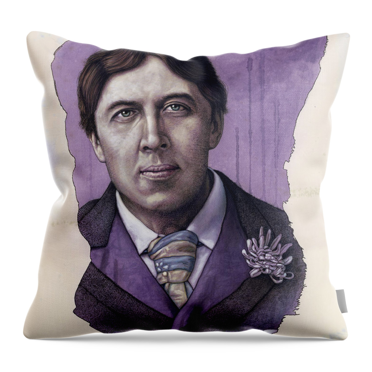 Oscar Wilde Throw Pillow featuring the painting A Man who used to be a Warrior by James W Johnson