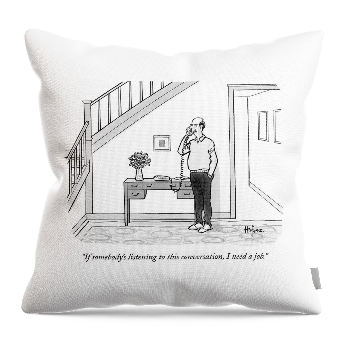 A Middle Aged Man Speaks On The Telephone Throw Pillow