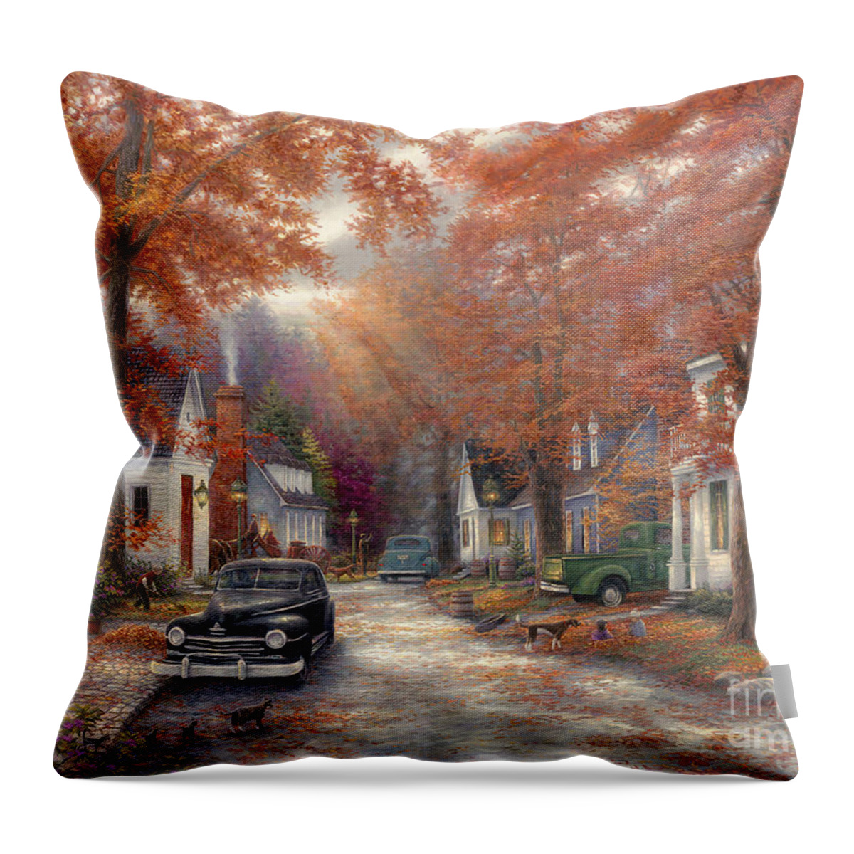 Americana Throw Pillow featuring the painting A Moment On Memory Lane by Chuck Pinson