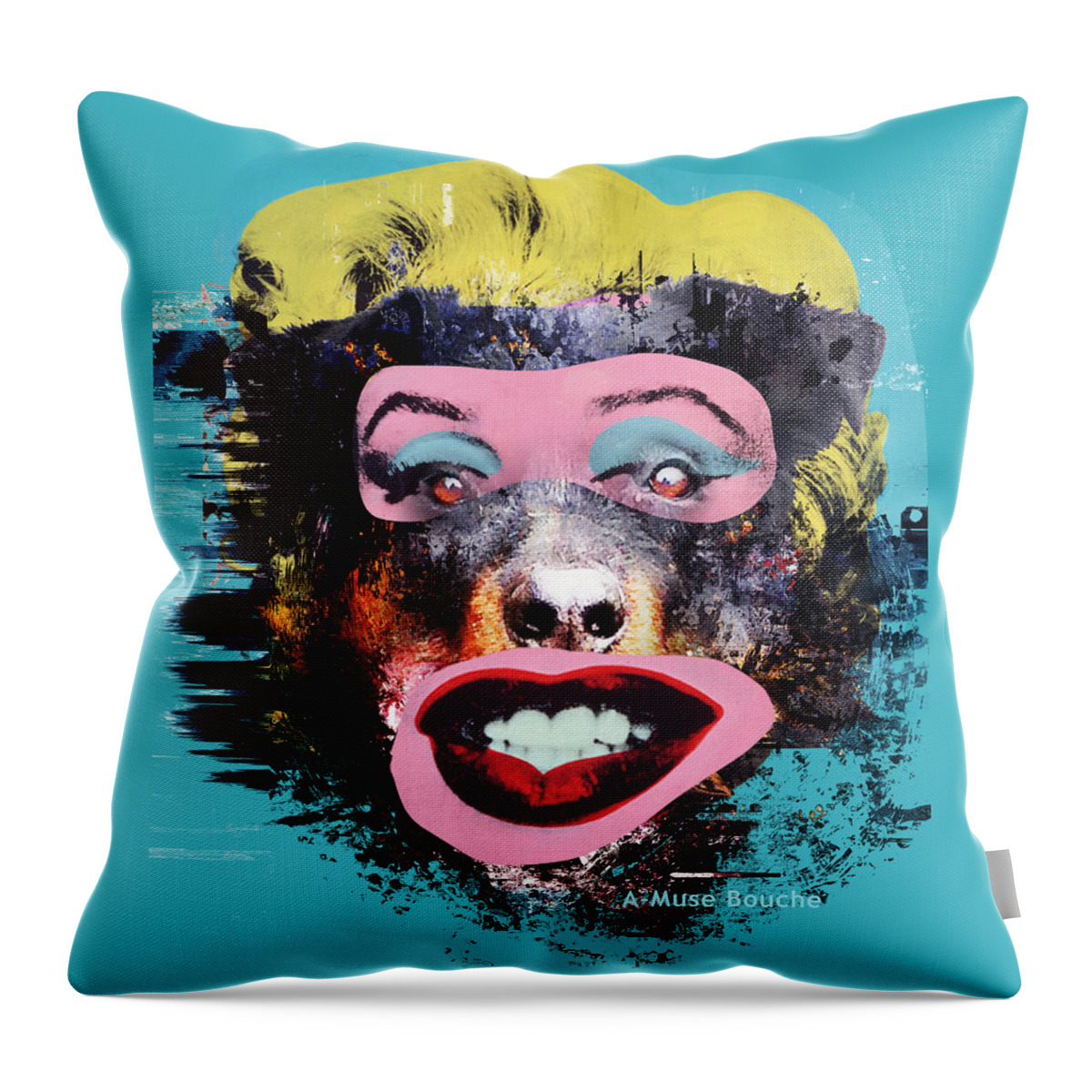 Amuse Throw Pillow featuring the mixed media A-Muse Bouche by Big Fat Arts