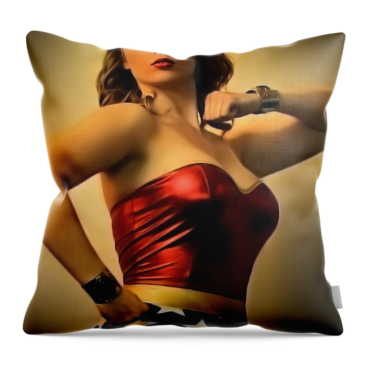 Wonder Woman Throw Pillow featuring the photograph A Wondrous Retro Woman by Jon Volden