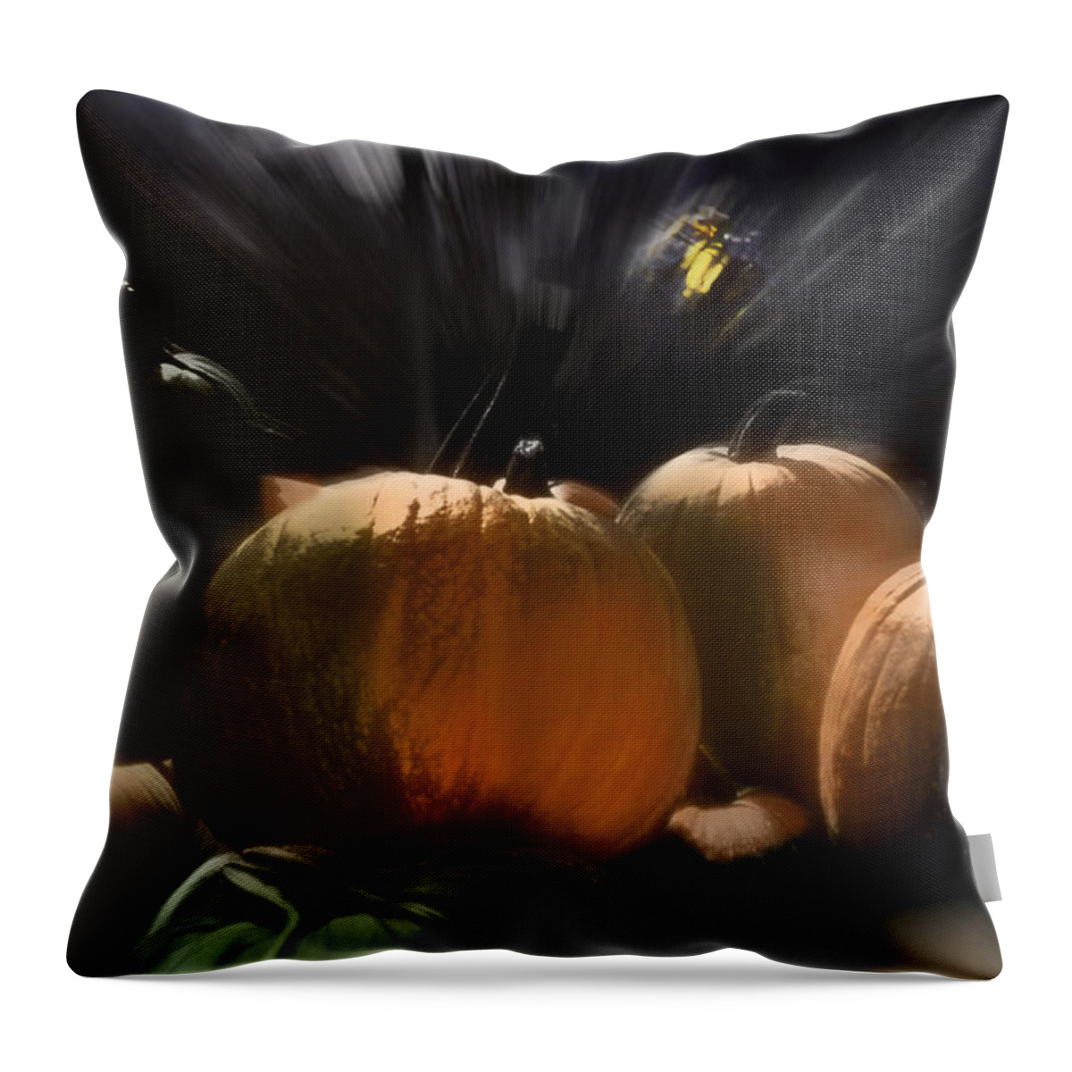 Zoom Throw Pillow featuring the photograph A Rush of Painted Pumpkins by Wayne King