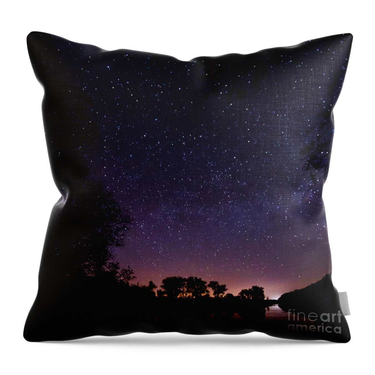 1x1 Throw Pillow featuring the photograph a starry night at the Inn by Hannes Cmarits