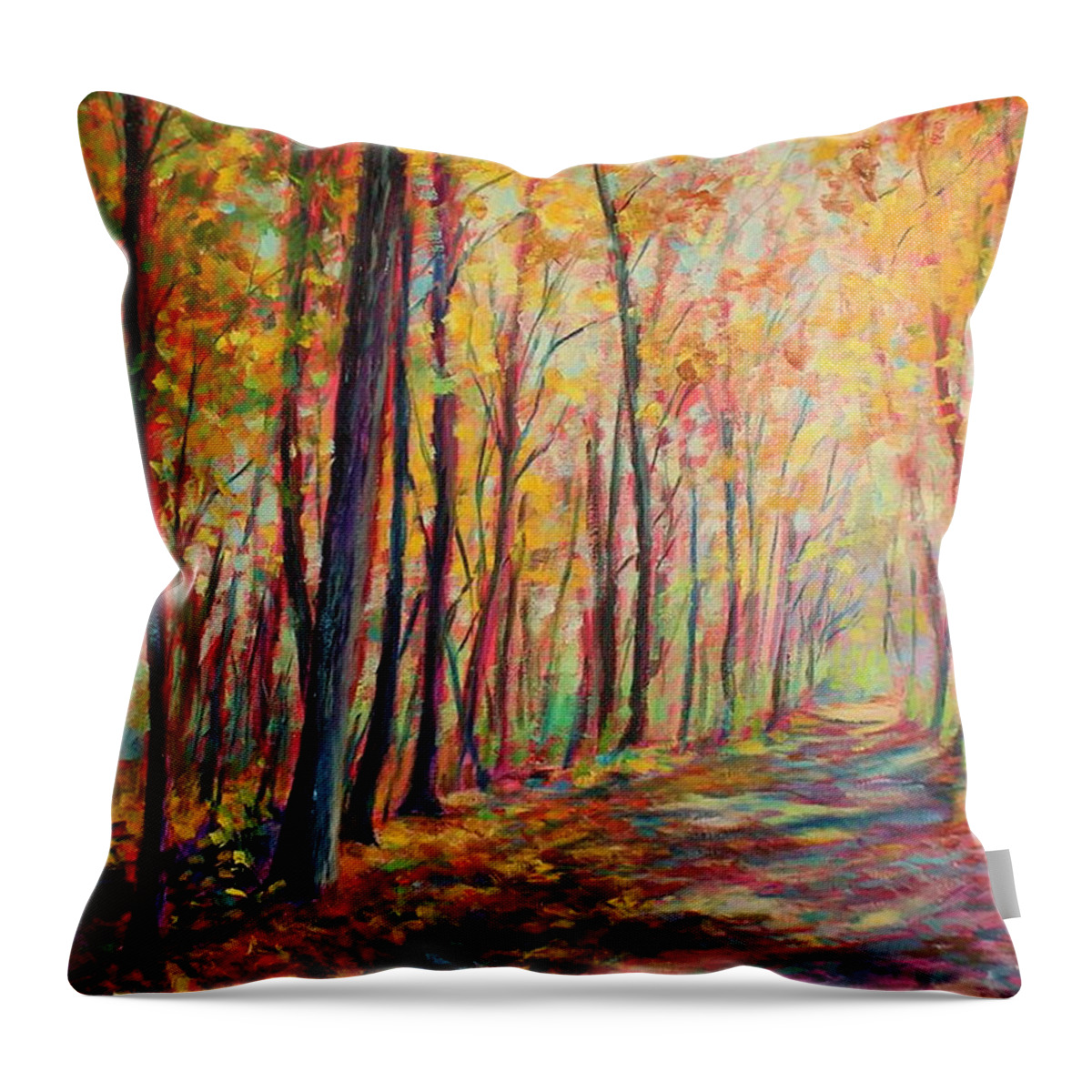 Fall Throw Pillow featuring the painting A warm autumn day by Daniel W Green