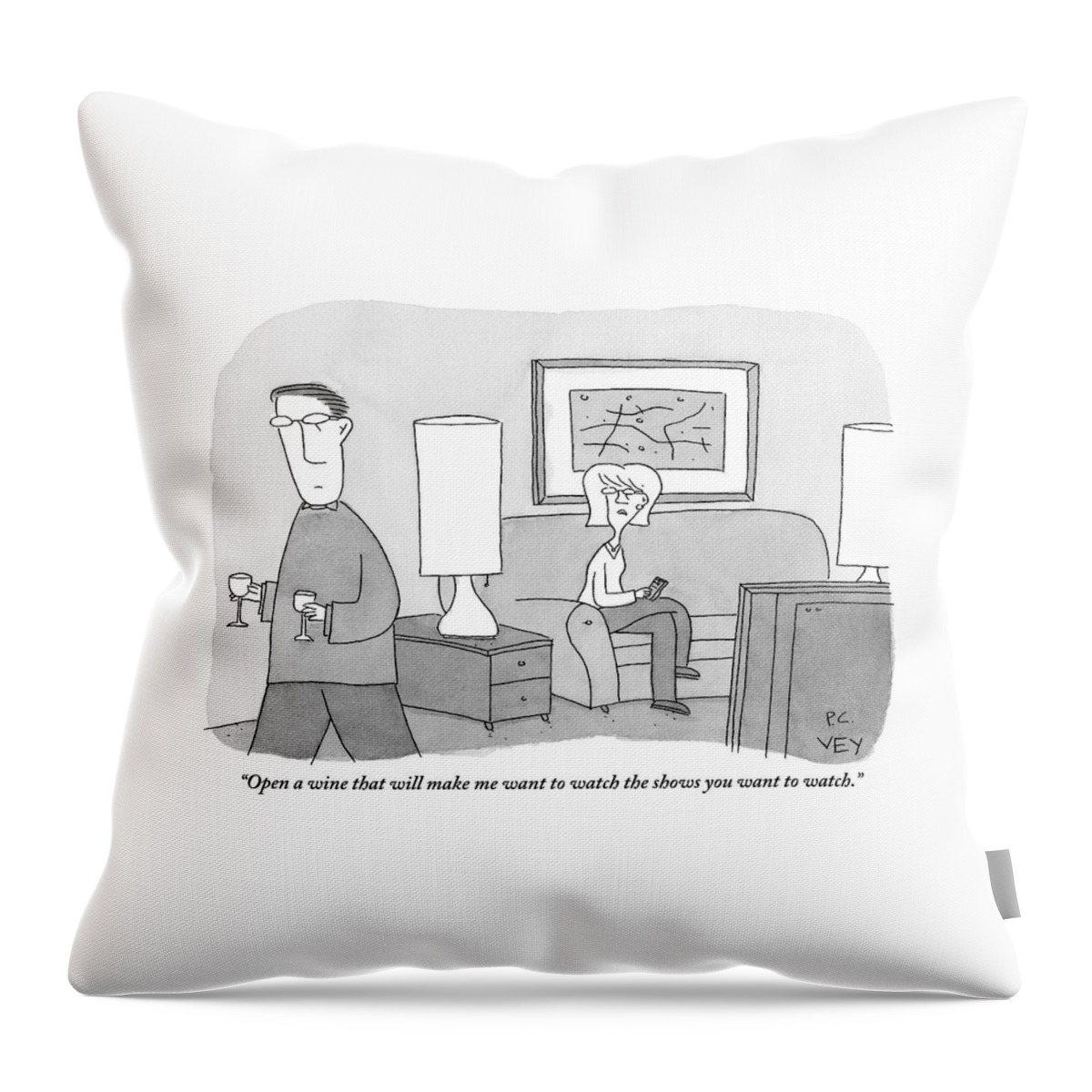 A Woman Seated On A Couch In Front Throw Pillow