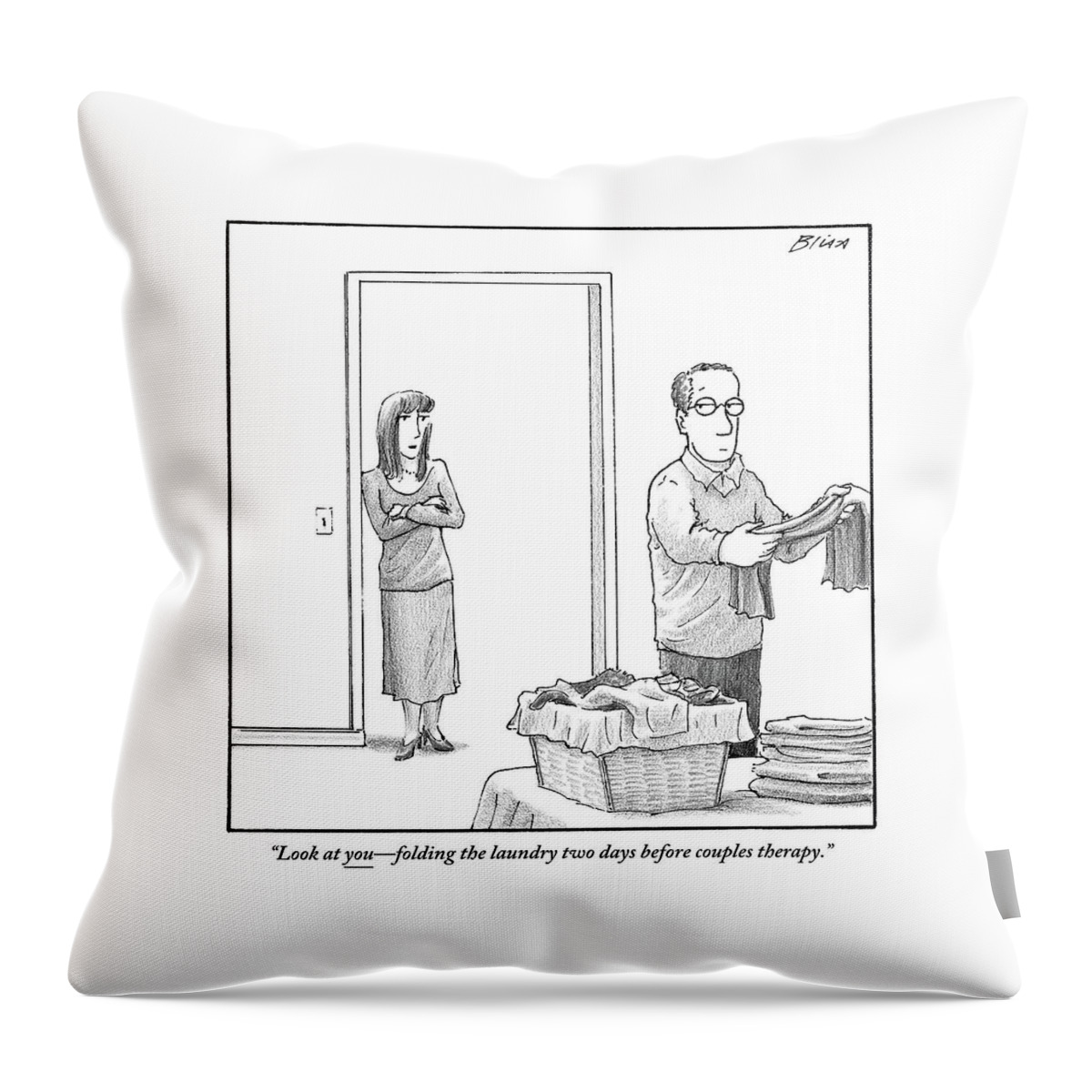 A Woman Stands In The Doorway Talking Throw Pillow