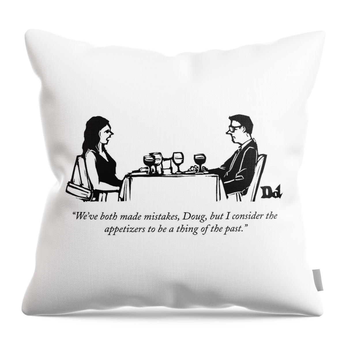 A Woman Talks To A Man While They Are Eating Throw Pillow