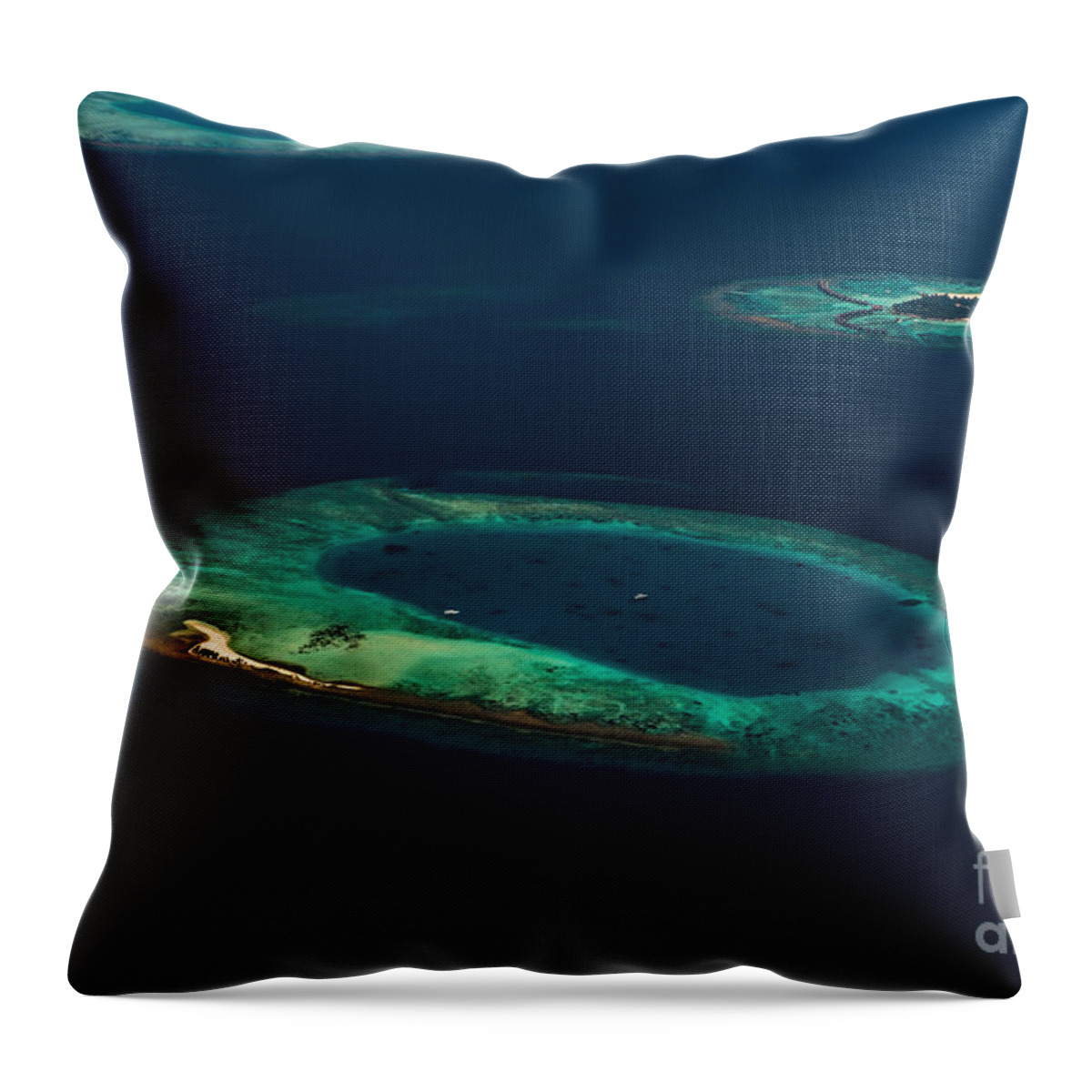 Atoll Throw Pillow featuring the photograph Above Paradise - Turtle by Hannes Cmarits