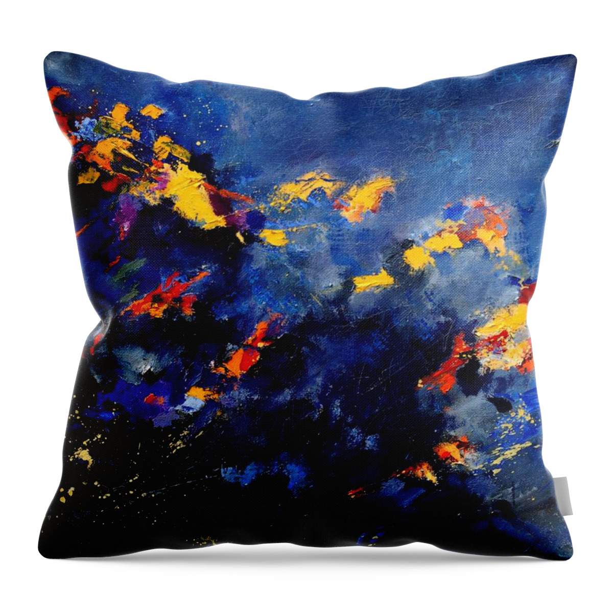 Abstract Throw Pillow featuring the painting Abstract 971207 by Pol Ledent