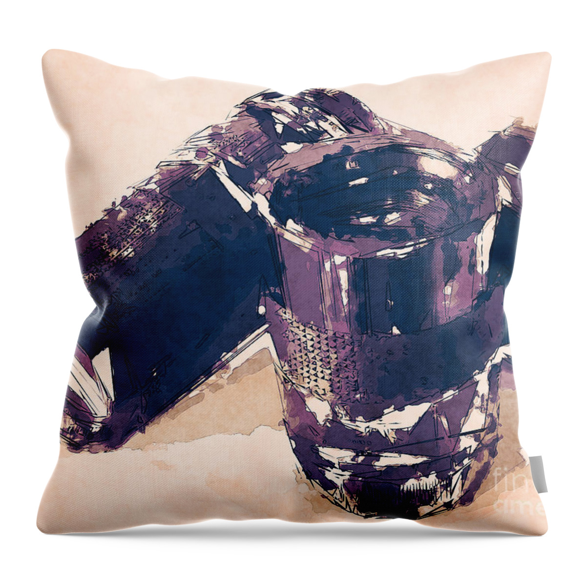 Camera Throw Pillow featuring the digital art Abstract Camera Lenses by Phil Perkins