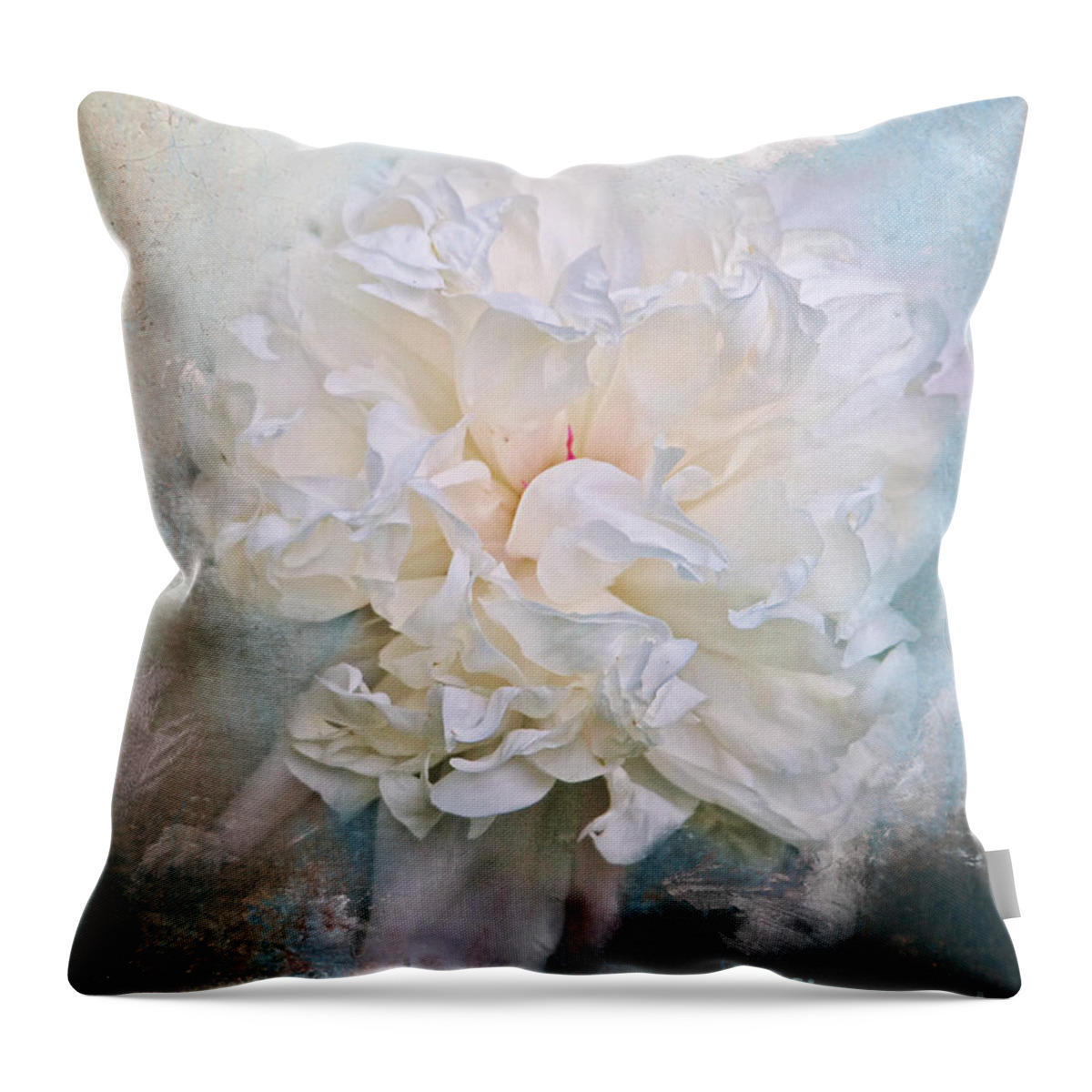 Abstract Throw Pillow featuring the photograph Abstract Peony in Blue by Jai Johnson