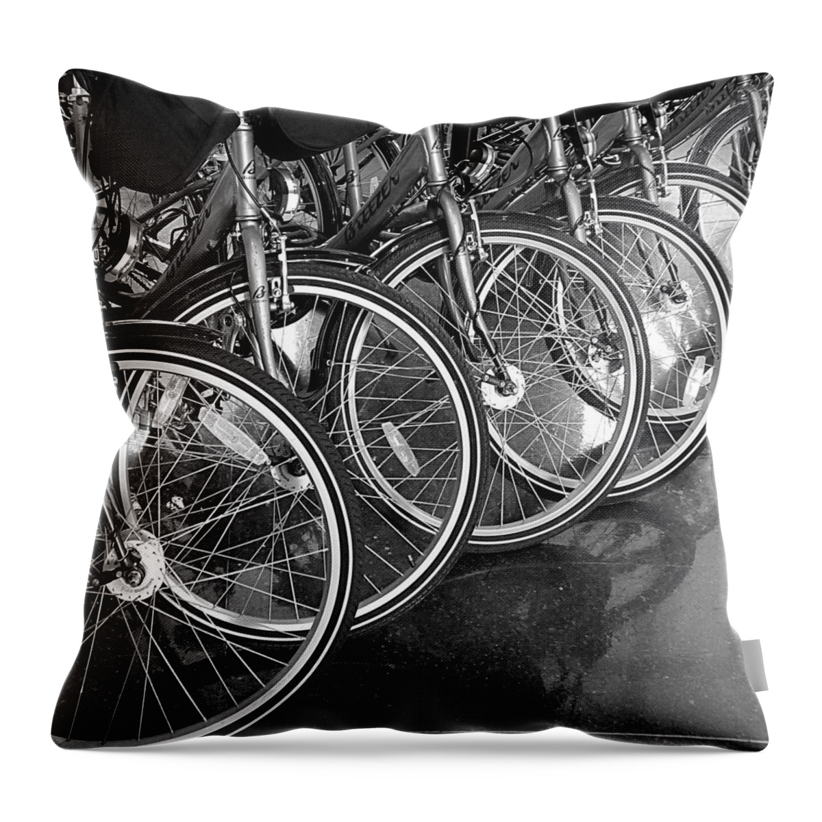 Abstract Throw Pillow featuring the photograph Abstract - These Wheels are Spoken For by Richard Reeve