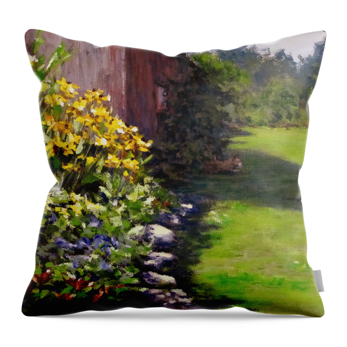 Landscape Throw Pillow featuring the painting Abundance by Karen Ilari