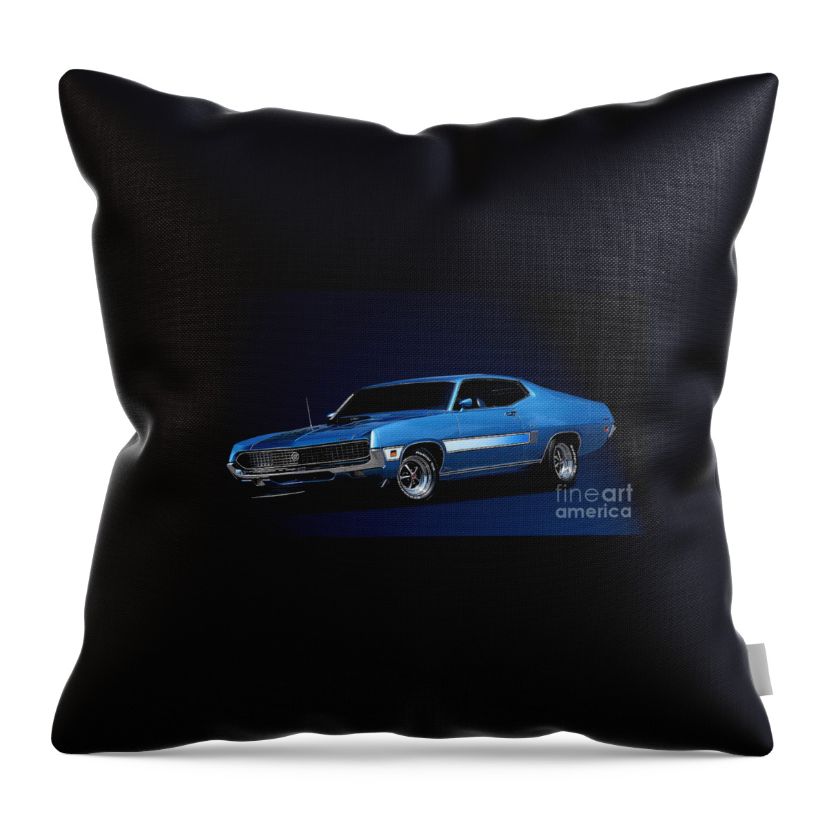 Ford Throw Pillow featuring the photograph Action Photo Original Prints Vintage Muscle Cars 1970 Ford Torino by Action