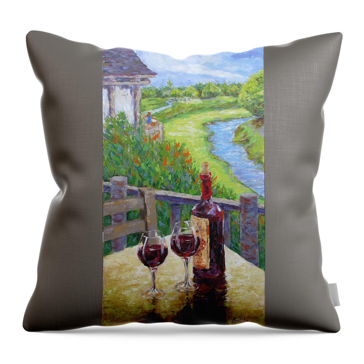 Wine Throw Pillow featuring the painting Finest Hour by Jyotika Shroff