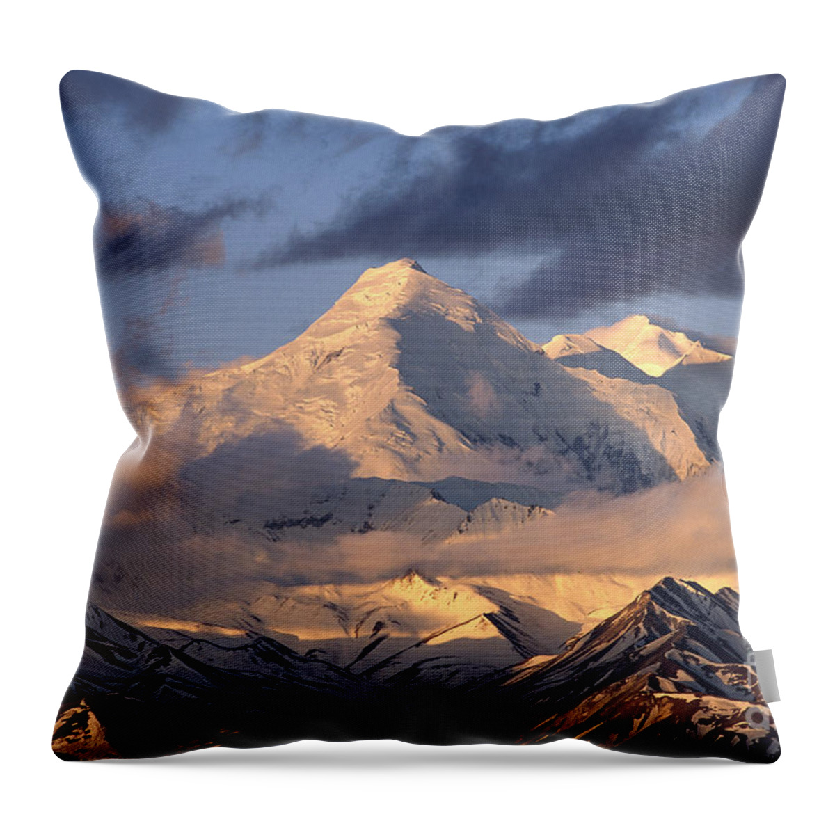 00340723 Throw Pillow featuring the photograph Alaska Range Morning by Yva Momatiuk John Eastcott