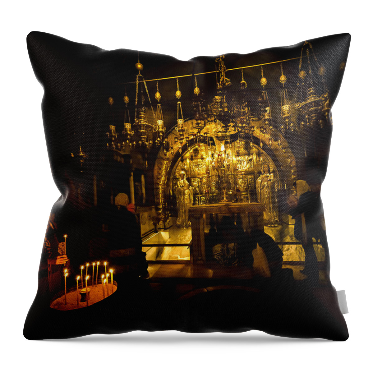 Altar Of The Crucifixion Throw Pillow featuring the photograph Altar of the Crucifixion by David Morefield