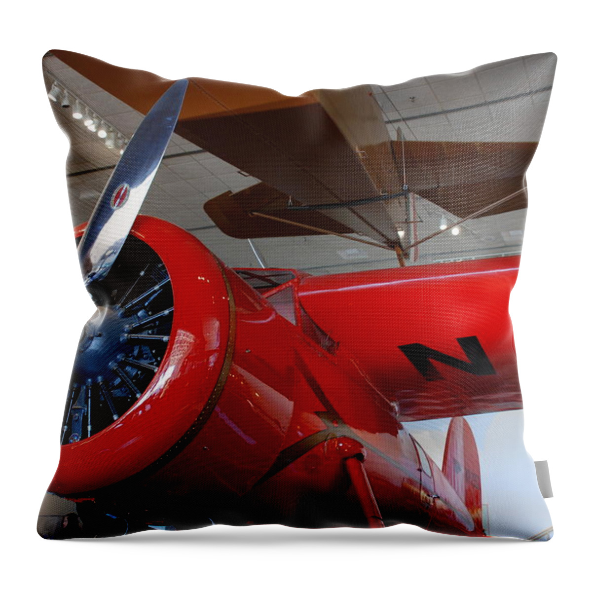 Amelia Earhart Throw Pillow featuring the photograph Amelia Earhart Prop Plane by Kenny Glover