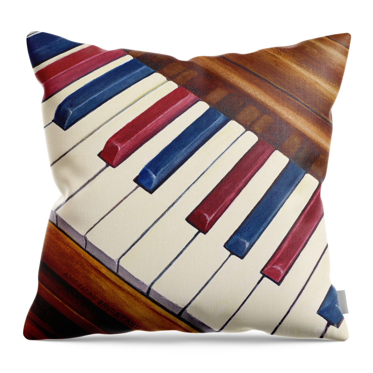 Piano Throw Pillow featuring the painting American Bandstand by Karen Fleschler