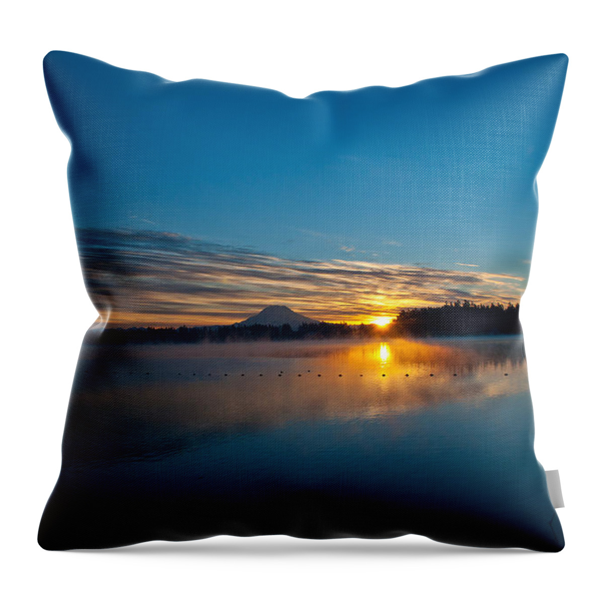 American Lake Sunrise Throw Pillow featuring the photograph American Lake Sunrise by Tikvah's Hope