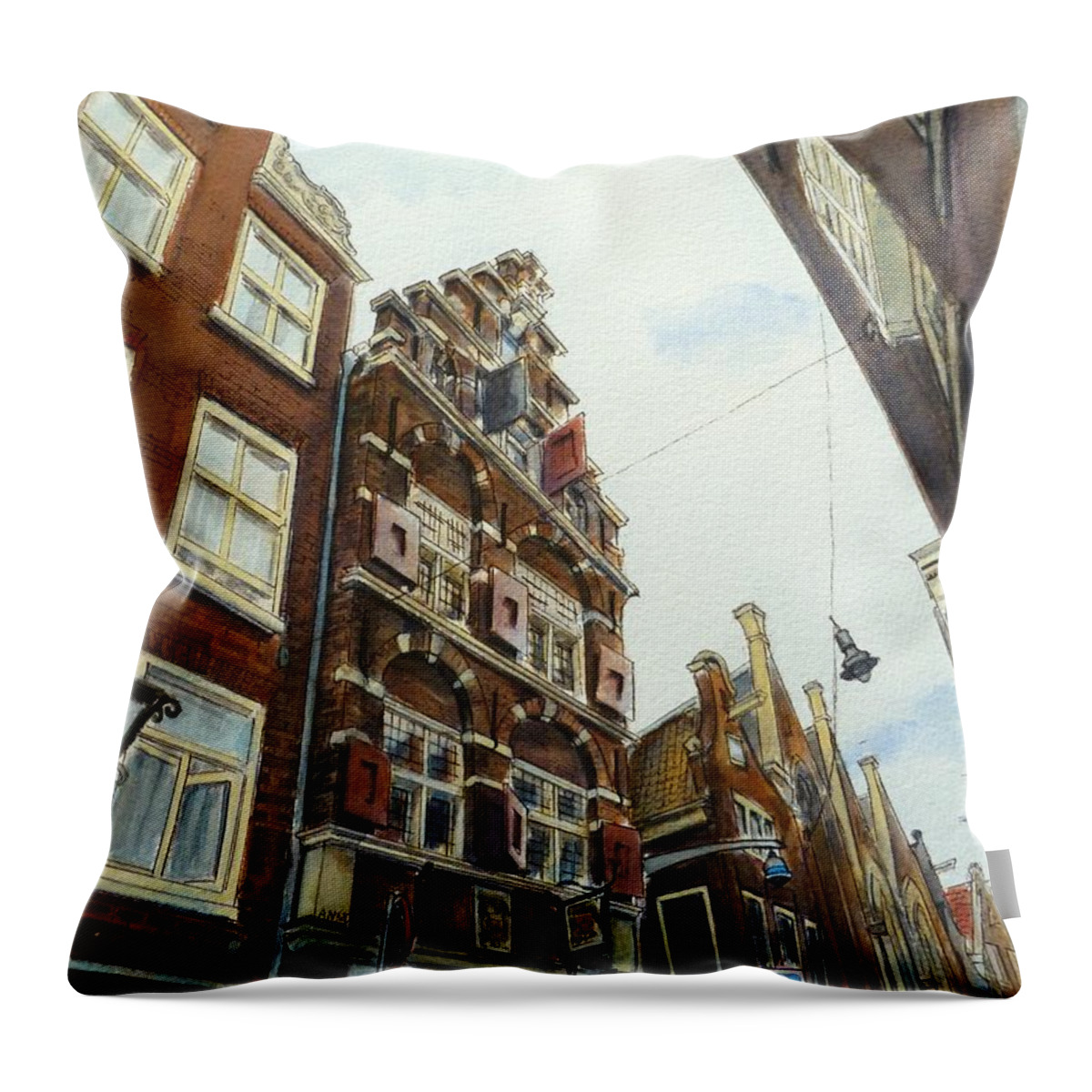 Amsterdam Throw Pillow featuring the painting Amsterdam II by Henrieta Maneva