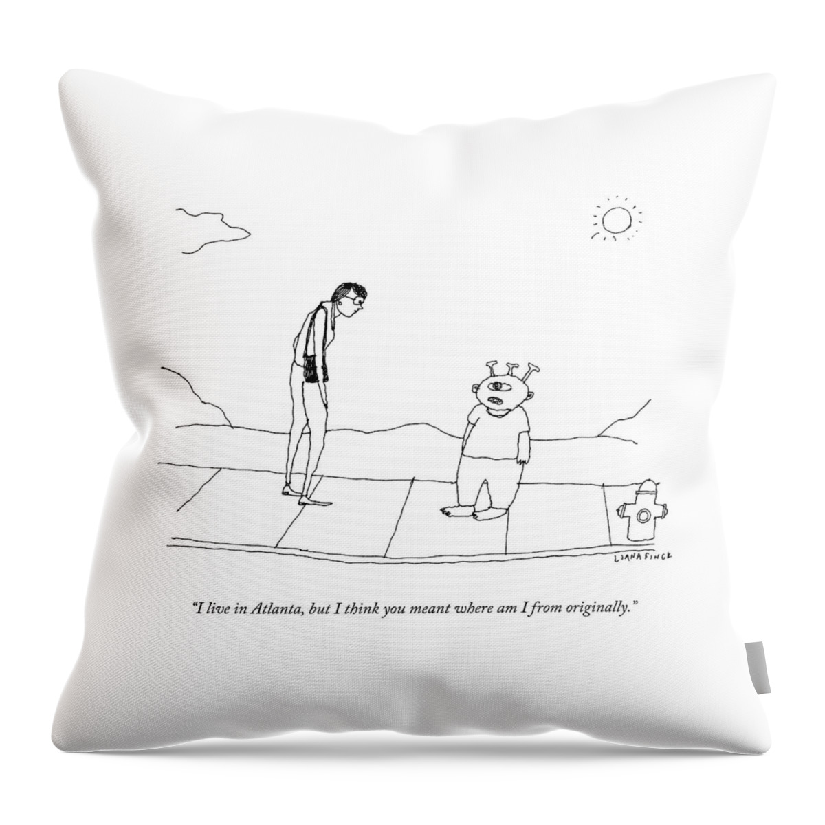 An Extraterrestrial Speaks To A Woman Throw Pillow