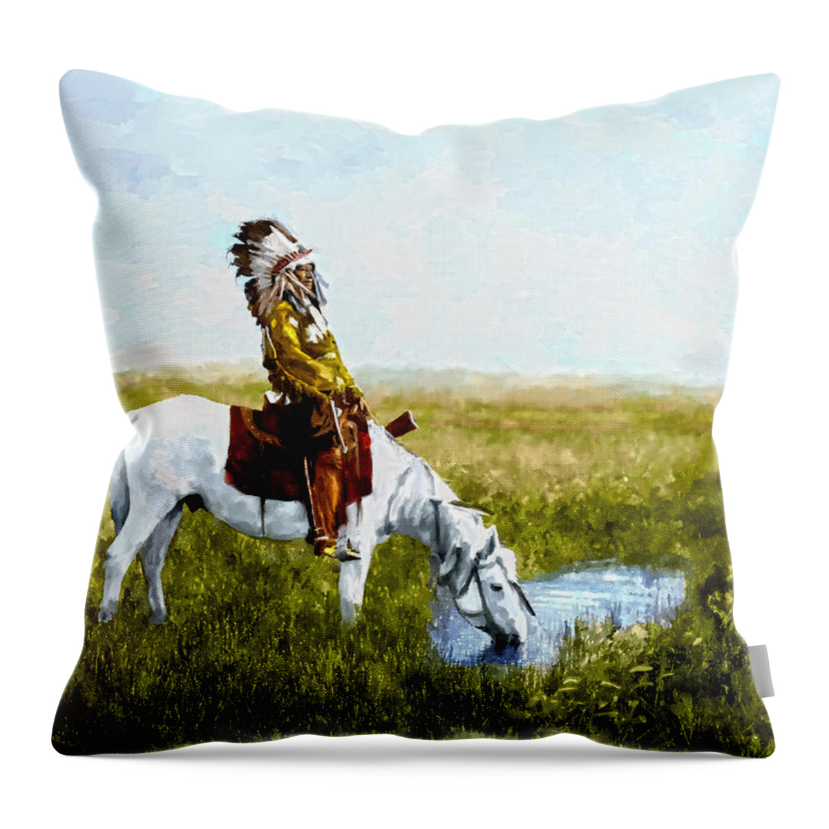 Badlands Throw Pillow featuring the digital art An Oasis in the Badlands by Rick Mosher
