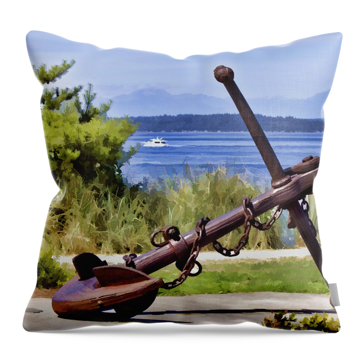 Anchor Throw Pillow featuring the photograph Anchor from West Seattle 2 by Cathy Anderson