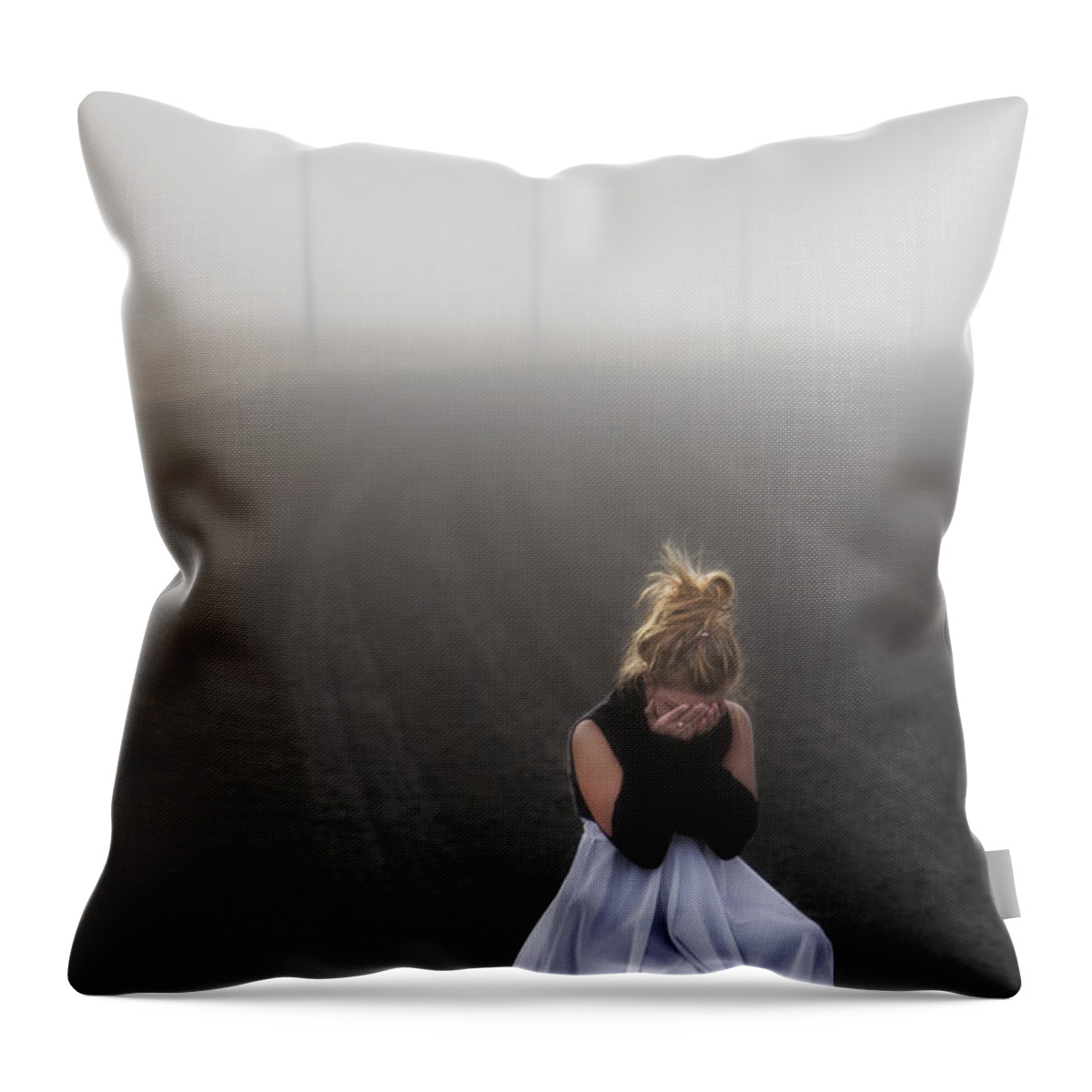 Girl Throw Pillow featuring the photograph And Tears Shall Drown The Wind by Evelina Kremsdorf