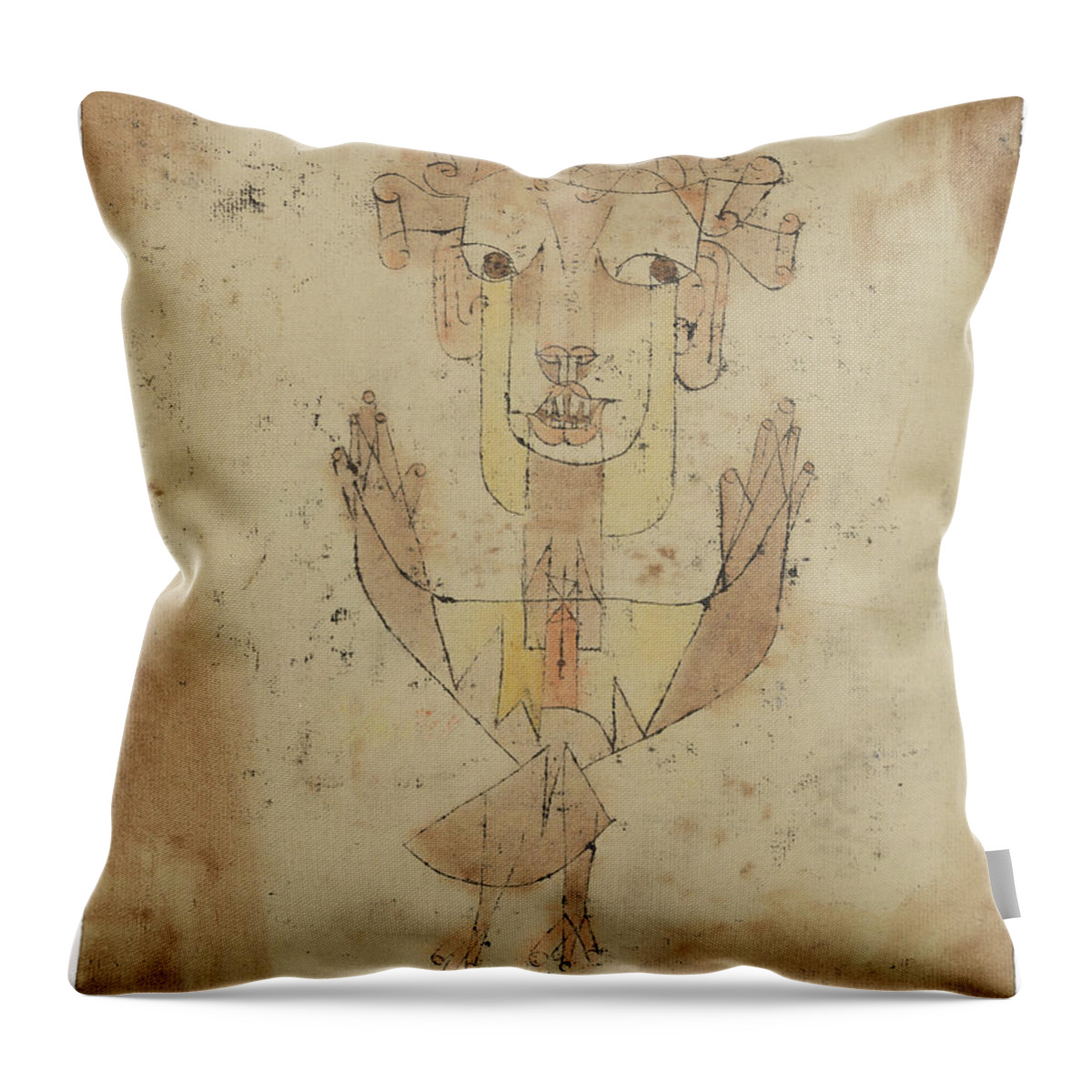 Cubism Throw Pillow featuring the painting Angelus Novus by Celestial Images