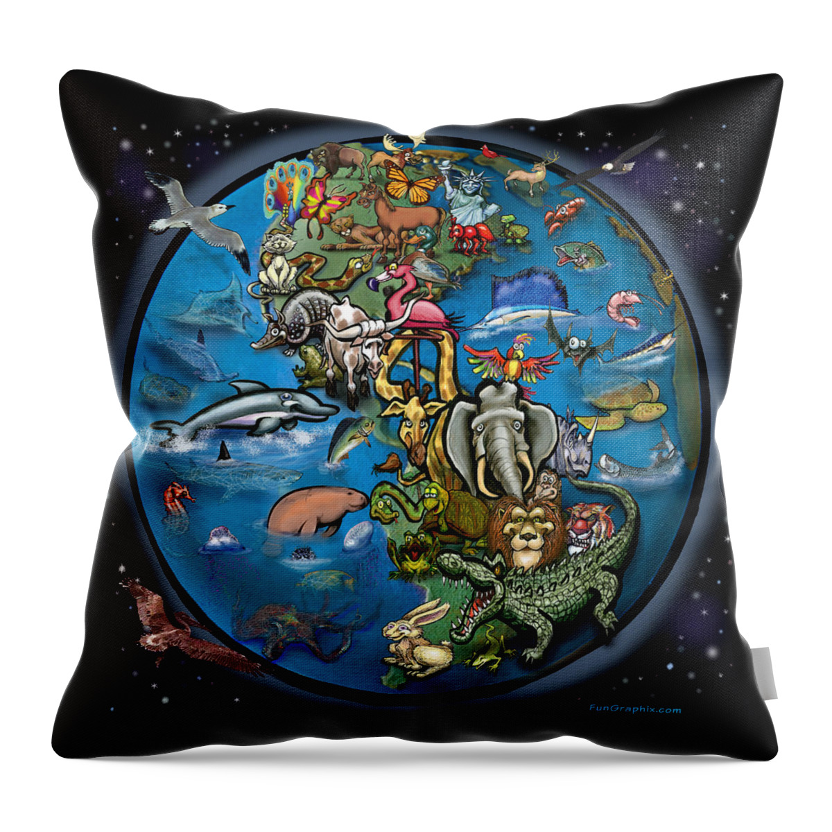 Animal Throw Pillow featuring the digital art Animal Planet by Kevin Middleton