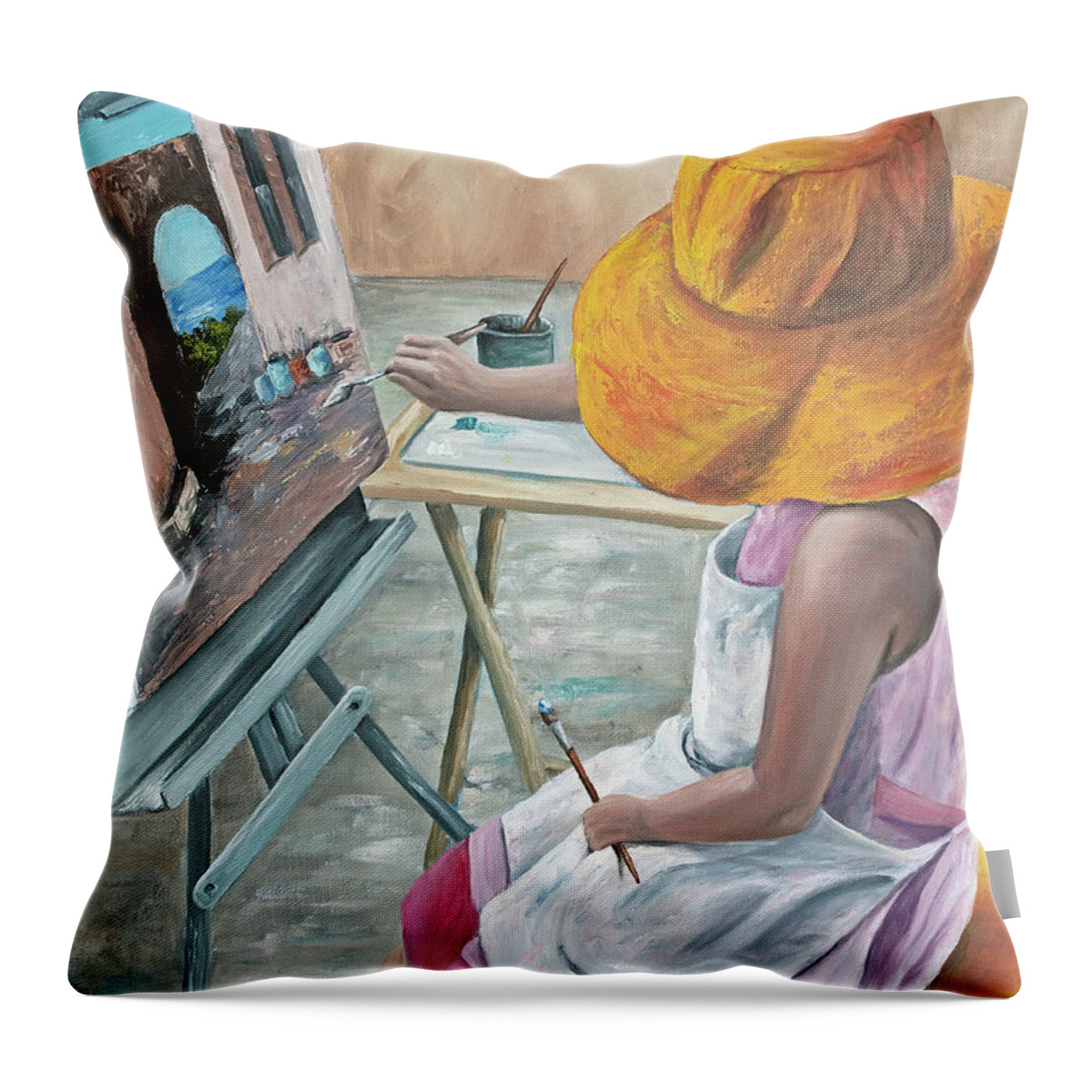 Portrait Throw Pillow featuring the painting Annie by Darice Machel McGuire