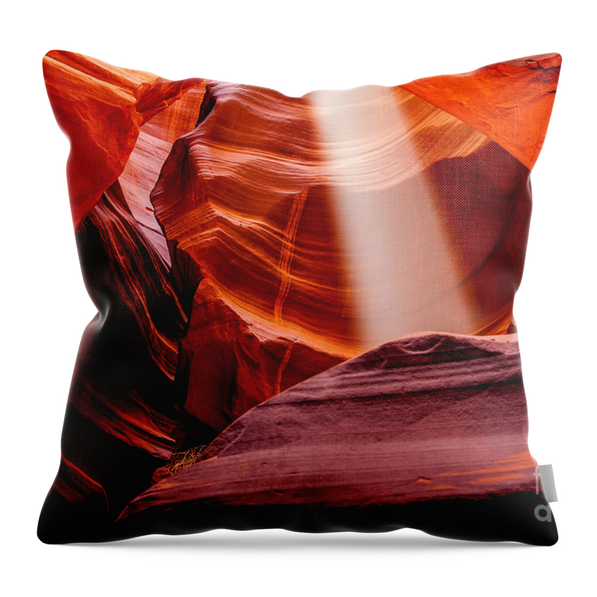 Antelope Canyon Throw Pillow featuring the photograph Antelope Canyon Beam by Az Jackson