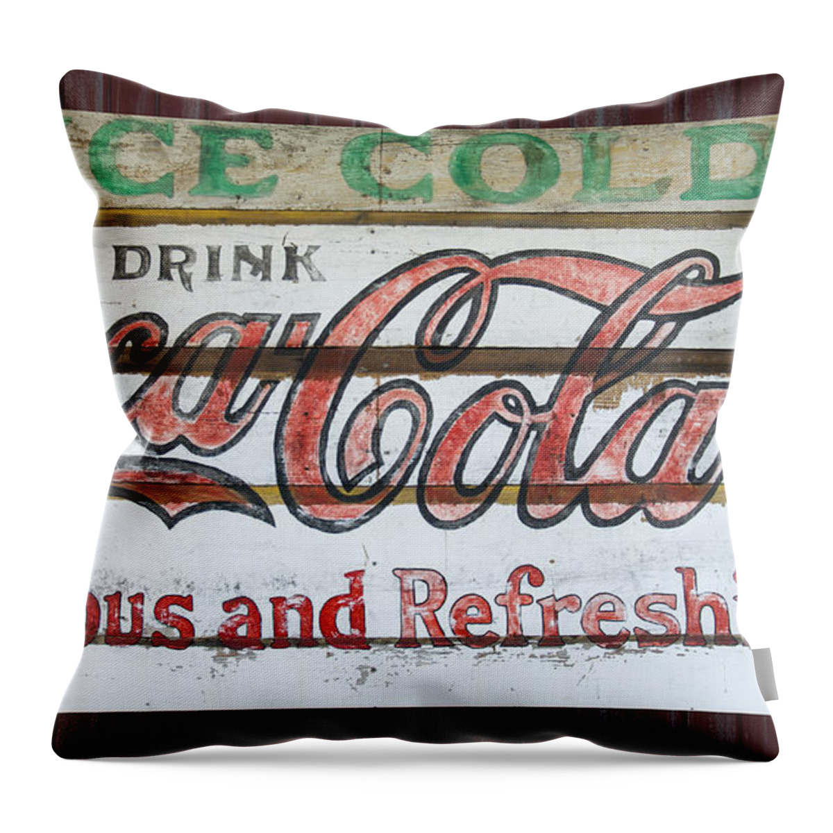 Coca Cola Throw Pillow featuring the photograph Antique Coca Cola Sign by Flees Photos