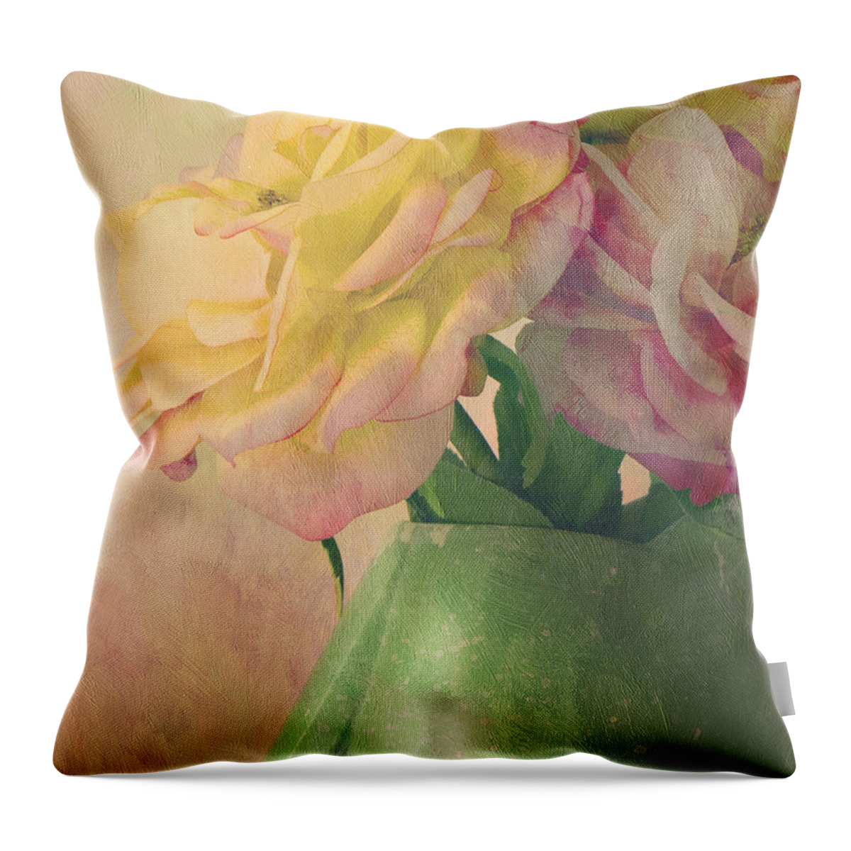Floral Throw Pillow featuring the photograph Antique Roses by Theresa Tahara