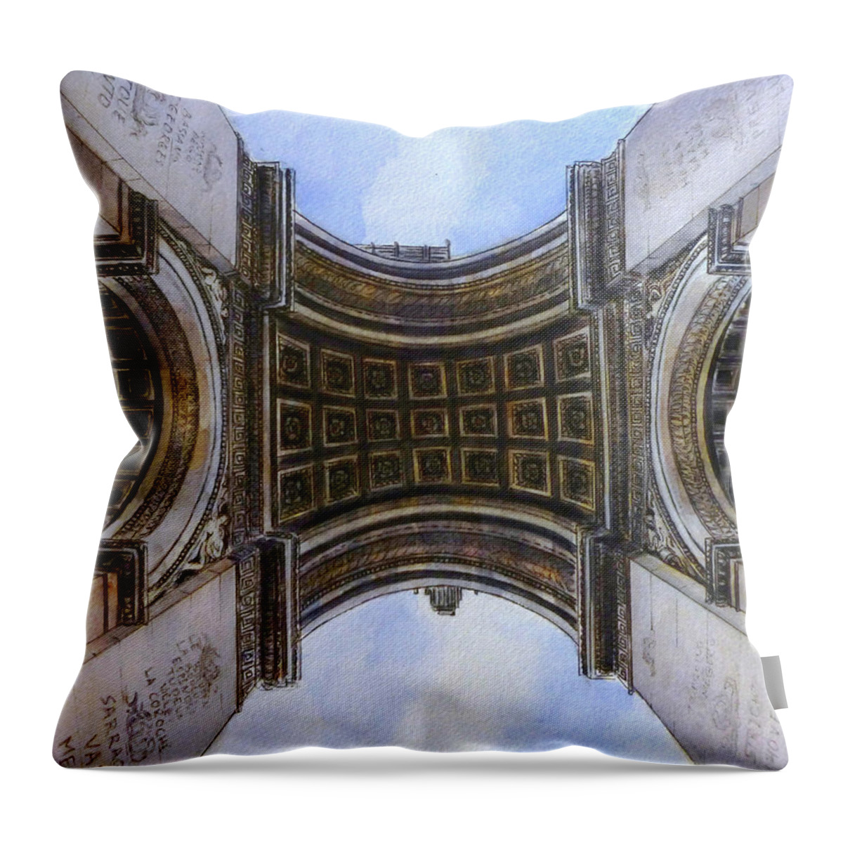 Arc De Triomphe Throw Pillow featuring the painting Arc de Triomphe by Henrieta Maneva