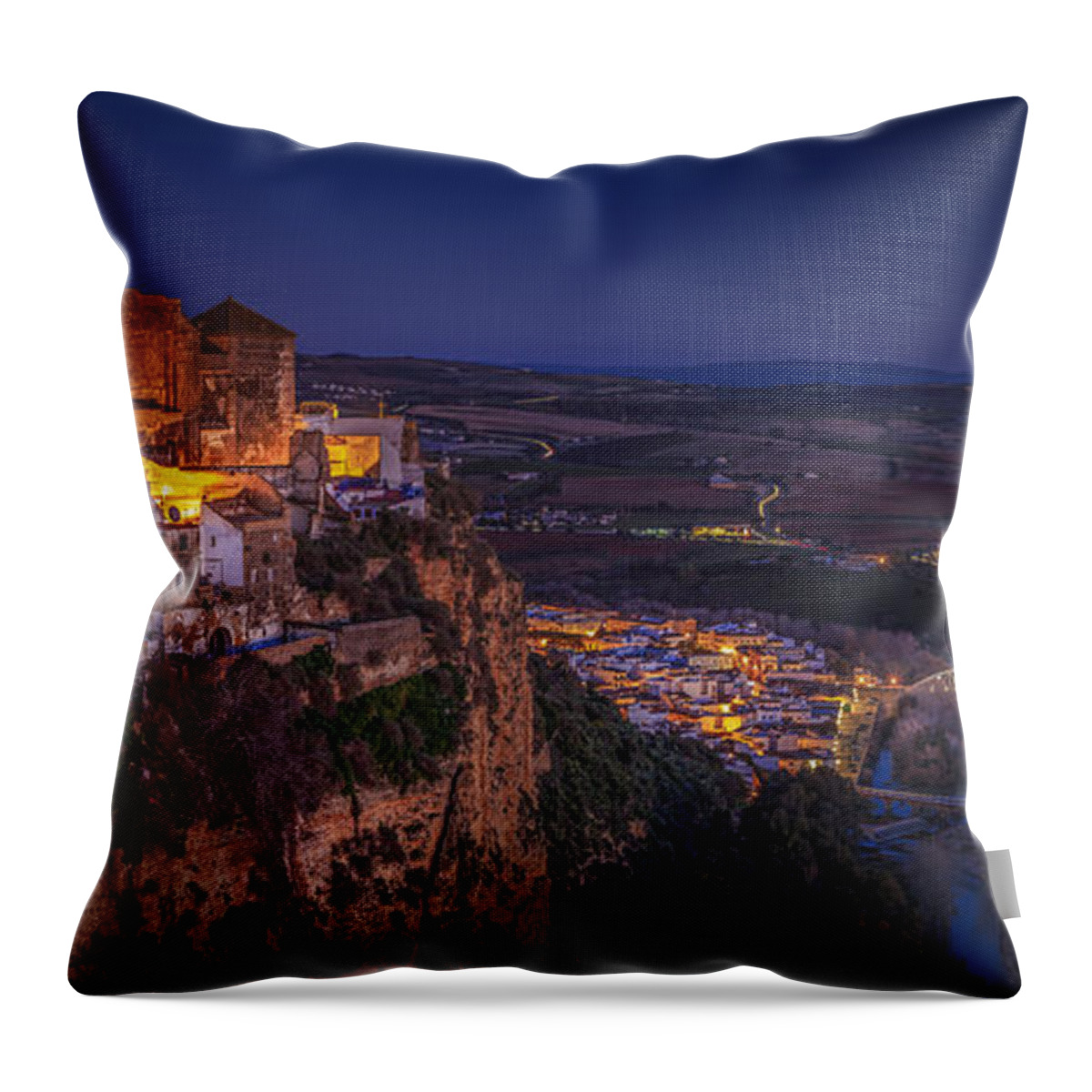 Andalucia Throw Pillow featuring the photograph Arcos De La Frontera Panorama from Balcon de la Pena Cadiz Spain by Pablo Avanzini