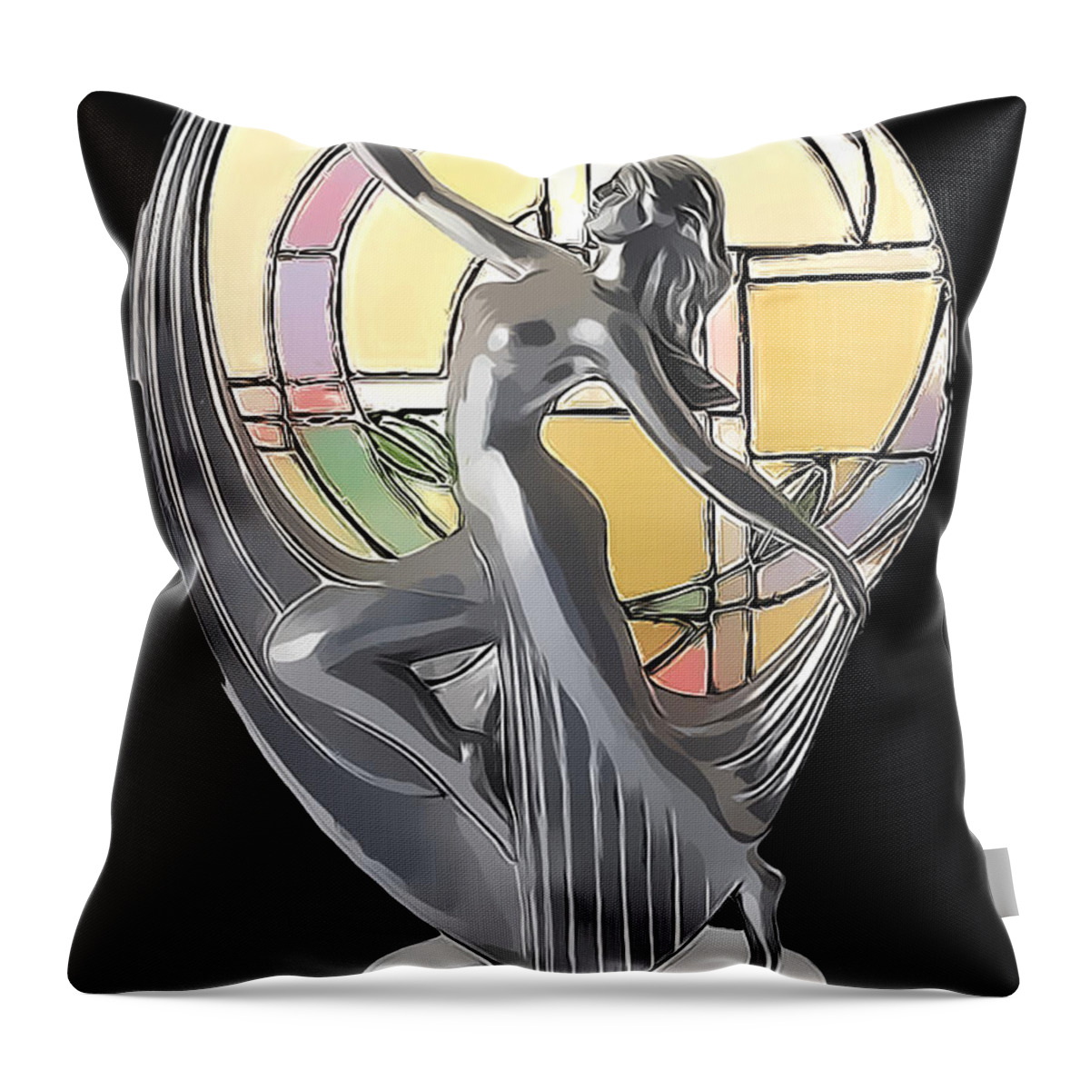 Art Deco Lamp Throw Pillow featuring the digital art Art Deco Lamp Artwork by Chuck Staley
