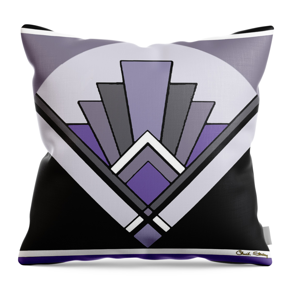Staley Throw Pillow featuring the digital art Art Deco Pattern Two - Purple by Chuck Staley