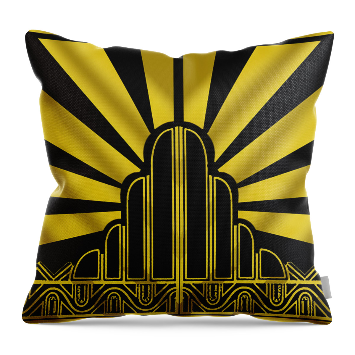 Art Deco Poster Throw Pillow featuring the digital art Art Deco Poster - Two by Chuck Staley