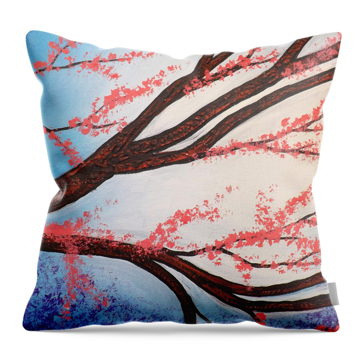 Asian Bloom Triptych Throw Pillow featuring the painting Asian Bloom Triptych 2 by Darren Robinson