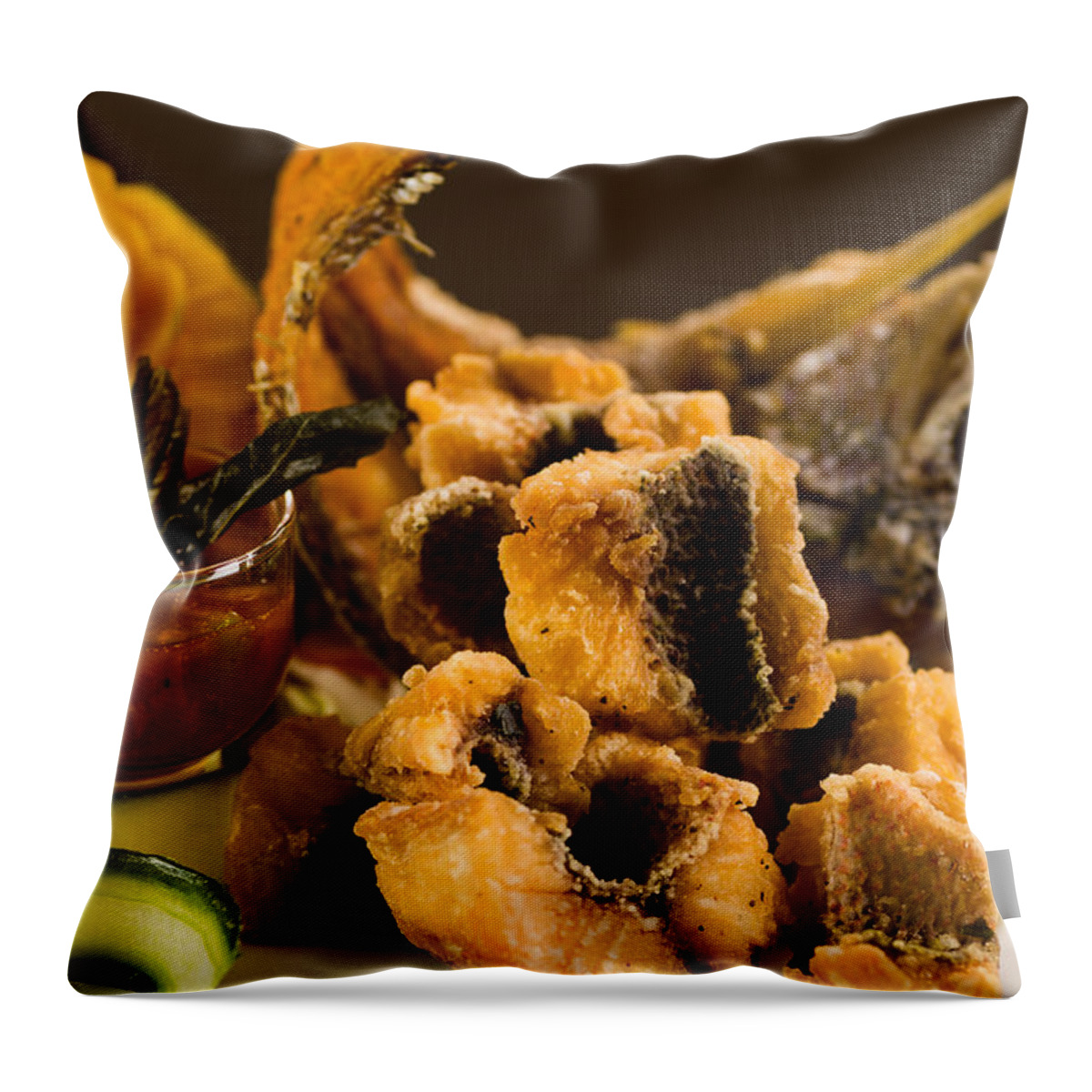 Asian Throw Pillow featuring the photograph Asian Fried Snapper by Raul Rodriguez