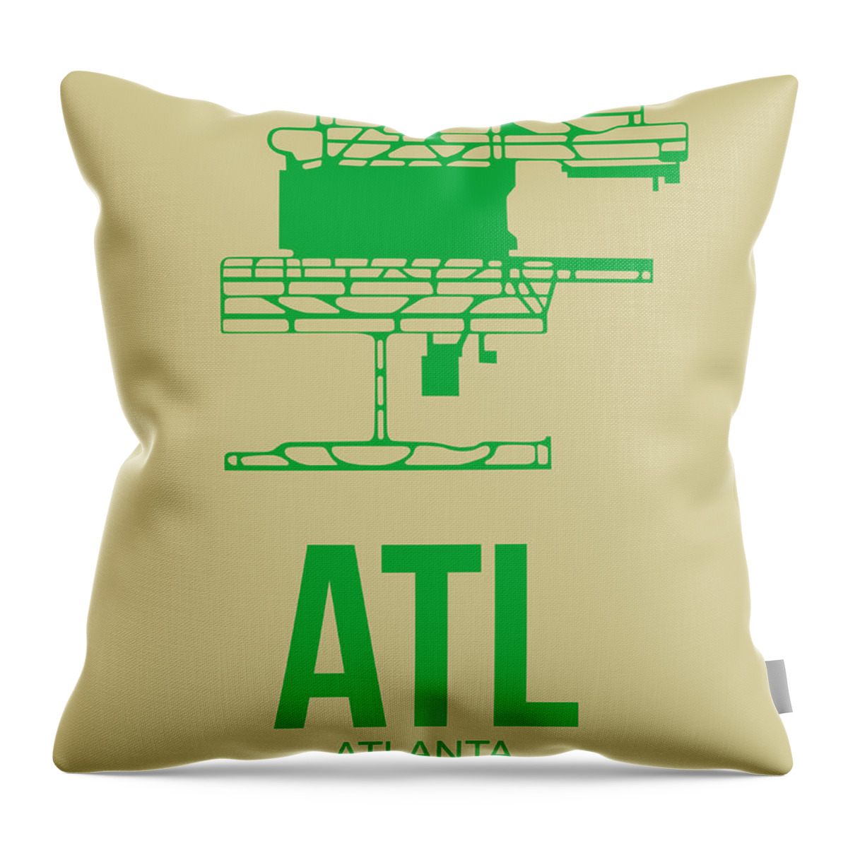 Atlanta Throw Pillow featuring the digital art ATL Atlanta Airport Poster 1 by Naxart Studio