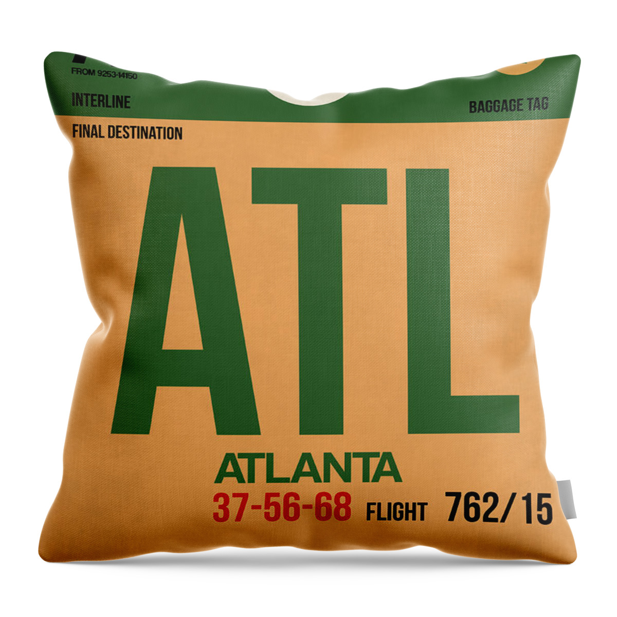 Atlanta Throw Pillow featuring the digital art Atlanta Airport Poster 1 by Naxart Studio