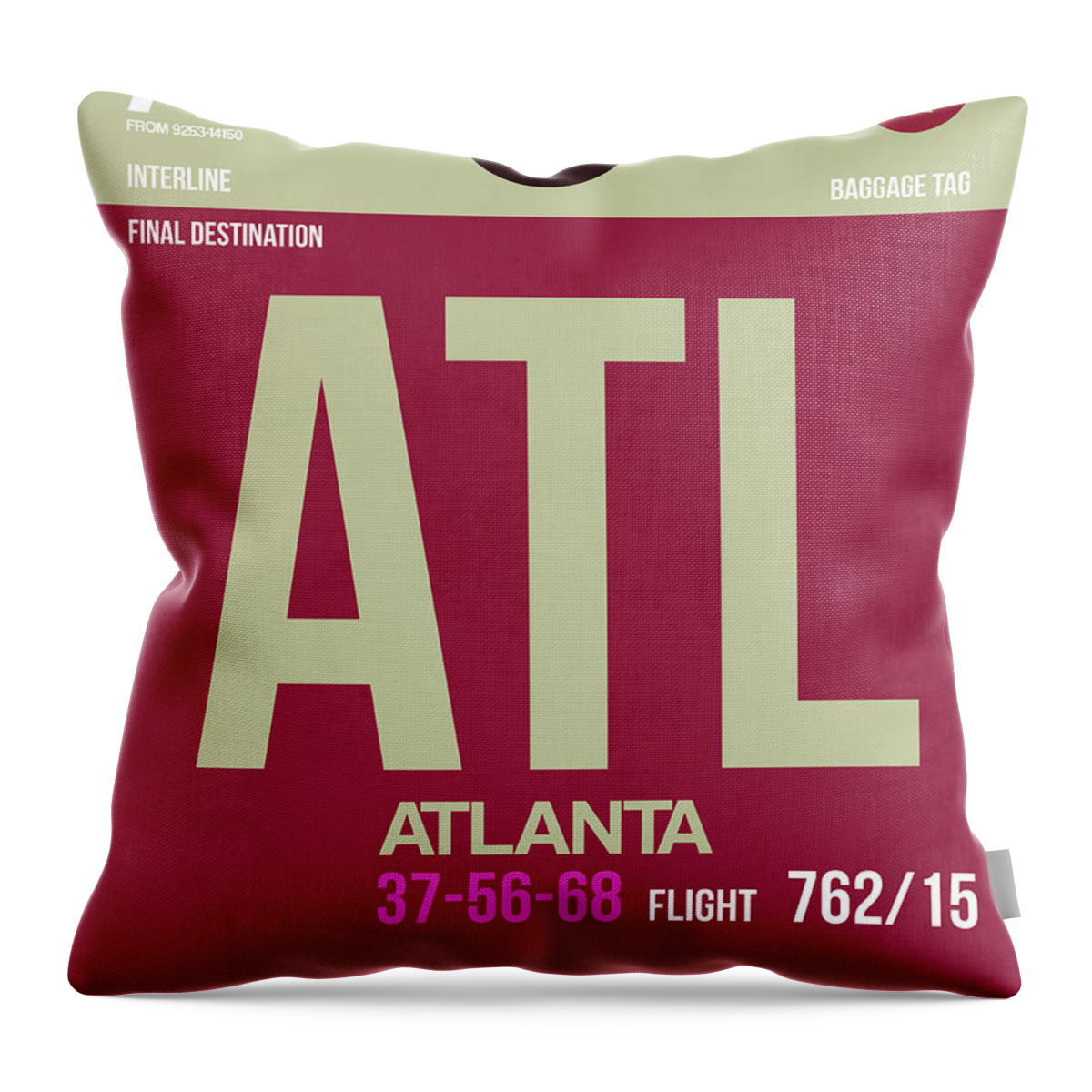 Atlanta Throw Pillow featuring the digital art Atlanta Airport Poster 2 by Naxart Studio